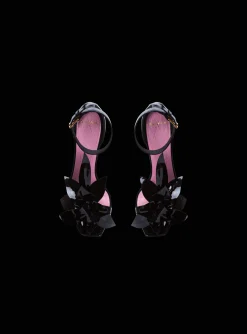 Women Balmain Patent Leather Ruby Pumps With Flower Detail
