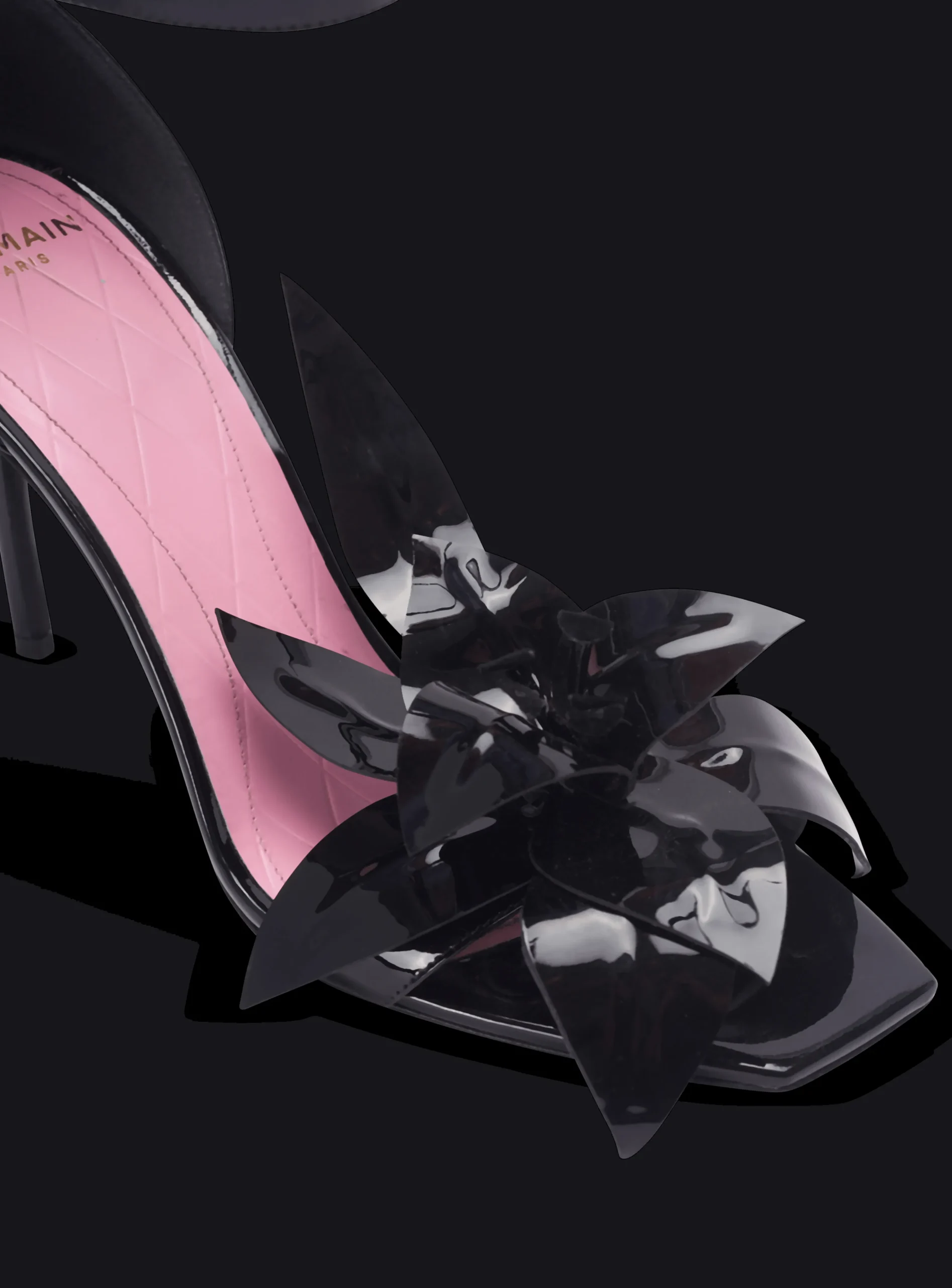 Women Balmain Patent Leather Ruby Pumps With Flower Detail
