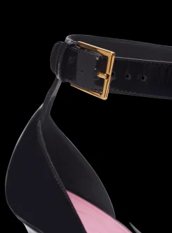 Women Balmain Patent Leather Ruby Pumps With Flower Detail