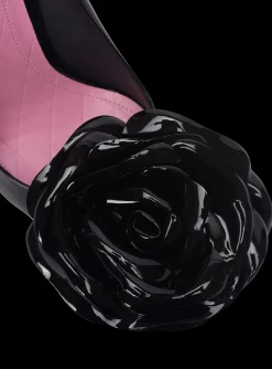 Women Balmain Patent Leather Ruby Pumps With Flower Detail