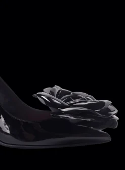 Women Balmain Patent Leather Ruby Pumps With Flower Detail