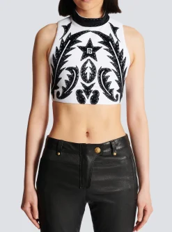 Women Balmain PB Baroque Tank Top
