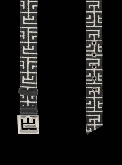 Balmain PB Belt In Monogrammed Jacquard