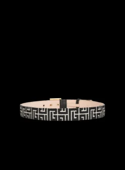 Women Balmain PB Belt In Monogrammed Jacquard