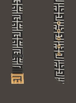 Women Balmain PB Belt In Monogrammed Jacquard