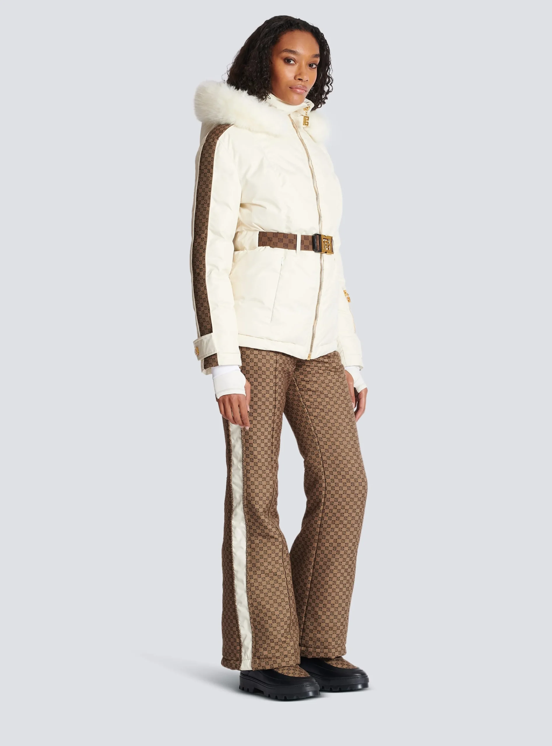 Women Balmain PB Down Jacket With Belt