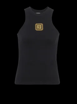 Women Balmain PB Embroidered Tank Top