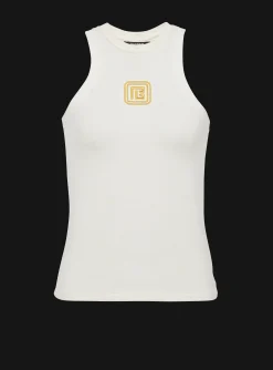 Women Balmain PB Embroidered Tank Top