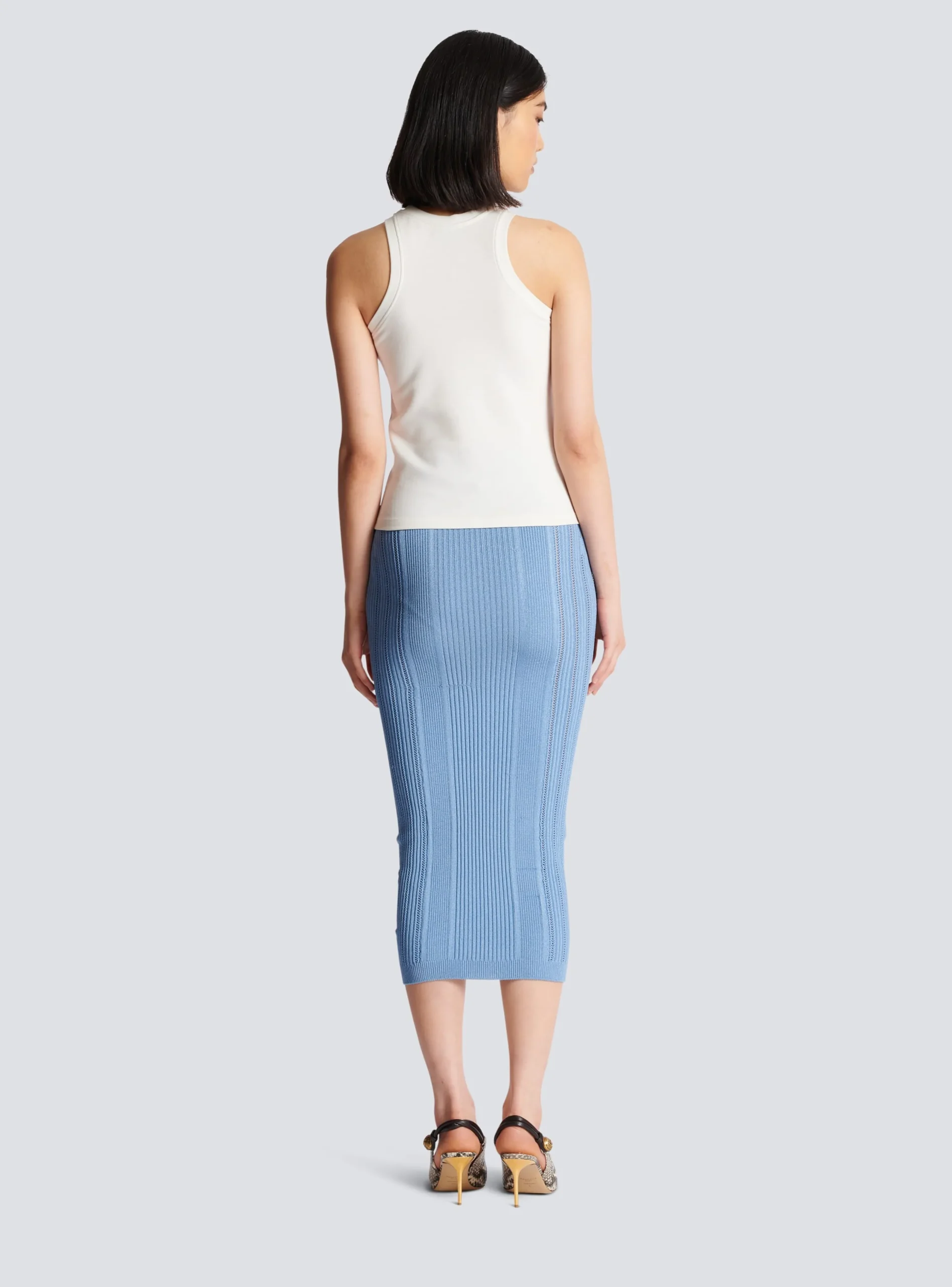 Women Balmain PB Embroidered Tank Top