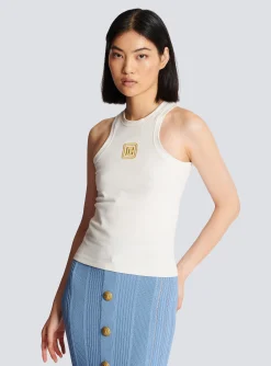 Women Balmain PB Embroidered Tank Top