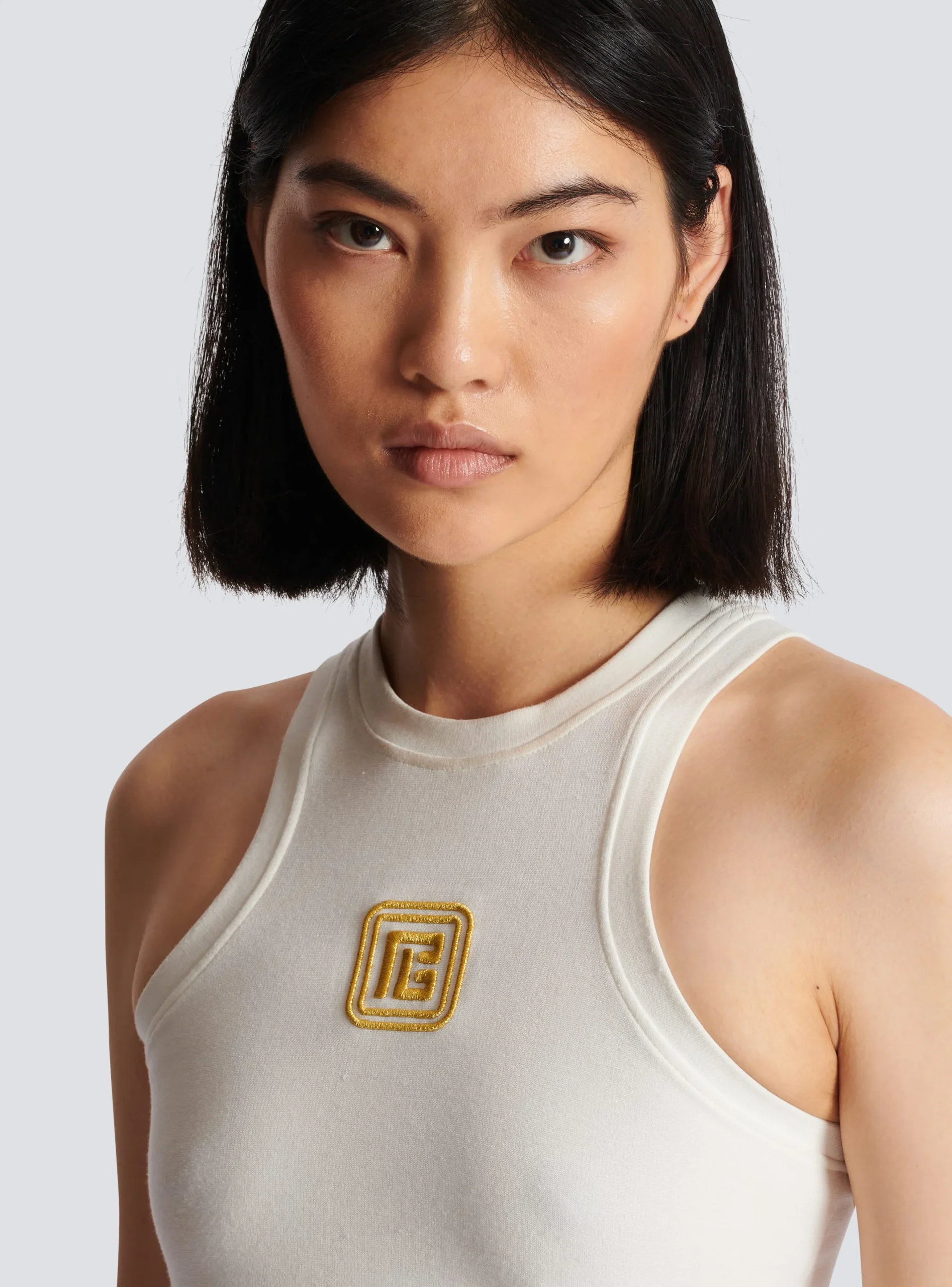 Women Balmain PB Embroidered Tank Top