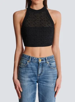 Women Balmain PB Labyrinth Knit Top