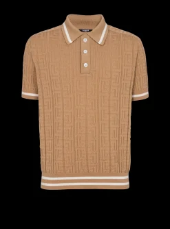 Balmain PB Labyrinth Wool Polo Shirt
