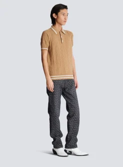 Balmain PB Labyrinth Wool Polo Shirt
