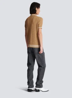 Balmain PB Labyrinth Wool Polo Shirt