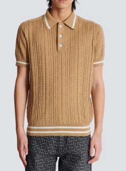 Balmain PB Labyrinth Wool Polo Shirt