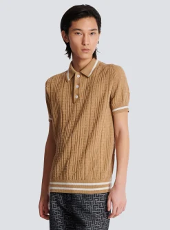 Balmain PB Labyrinth Wool Polo Shirt