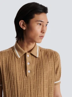 Balmain PB Labyrinth Wool Polo Shirt