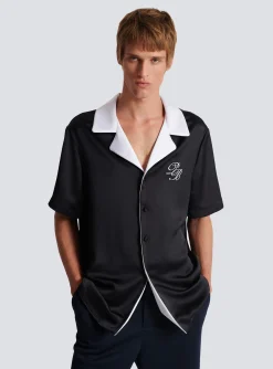 Balmain PB Signature Satin Short-sleeved Shirt
