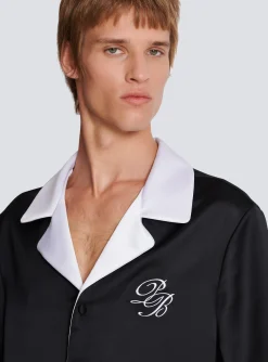 Balmain PB Signature Satin Short-sleeved Shirt