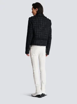 Balmain PB Signature Tweed Biker Jacket