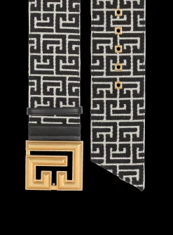 Women Balmain P-Belt Monogram Jacquard Belt