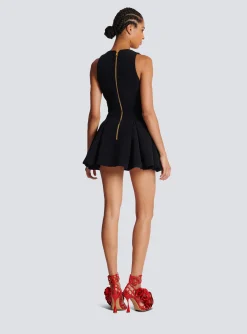 Women Balmain Pleated Flared Crepe Dress