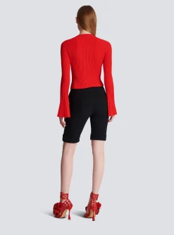 Women Balmain Pleated Knit Cardigan
