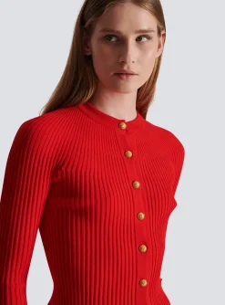 Women Balmain Pleated Knit Cardigan