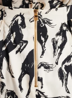 Women Balmain Pleated Midi Skirt In Printed Silk