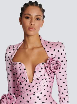 Women Balmain Polka Dots Short Printed Dress