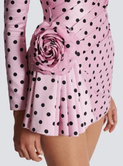 Women Balmain Polka Dots Short Printed Dress
