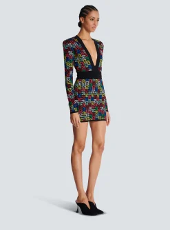 Women Balmain Pop Monogram Knit Dress