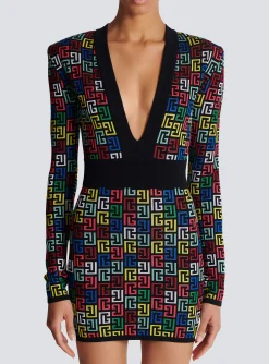Women Balmain Pop Monogram Knit Dress