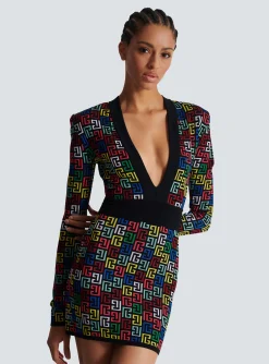 Women Balmain Pop Monogram Knit Dress