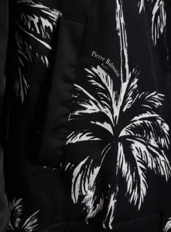 Balmain Printed Satin Palm Tree Bomber Jacket