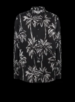 Balmain Printed Satin Palm Tree Shirt