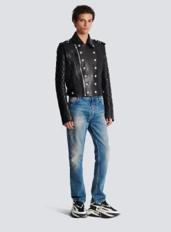 Balmain Quilted Leather Biker Jacket