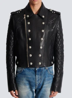 Balmain Quilted Leather Biker Jacket