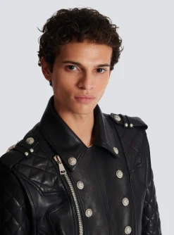 Balmain Quilted Leather Biker Jacket