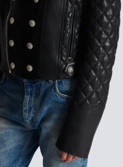 Balmain Quilted Leather Biker Jacket