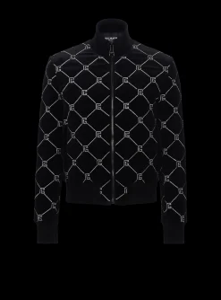 Balmain Quilted Rhinestone Bomber Jacket