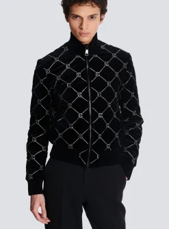 Balmain Quilted Rhinestone Bomber Jacket
