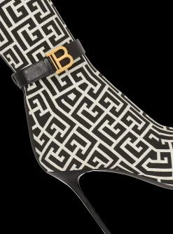 Women Balmain Raven Monogrammed Knit Thigh-high Boots