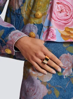 Women Balmain Resin And Rhinestone Ring