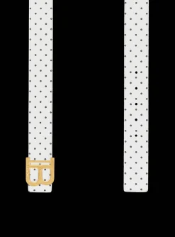 Women Balmain Reversible Calfskin B-Belt With A Polka Dots Print