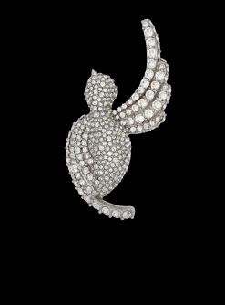 Women Balmain Rhinestone And Palladium Swallow Brooch