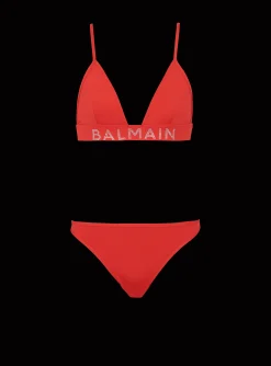 Women Balmain Rhinestoned Triangle Bikini