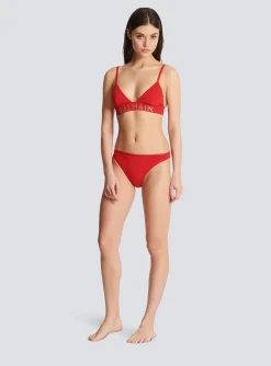 Women Balmain Rhinestoned Triangle Bikini