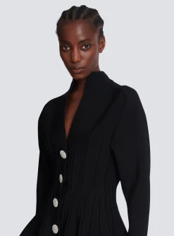 Women Balmain Ribbed Knit Peplum Cardigan